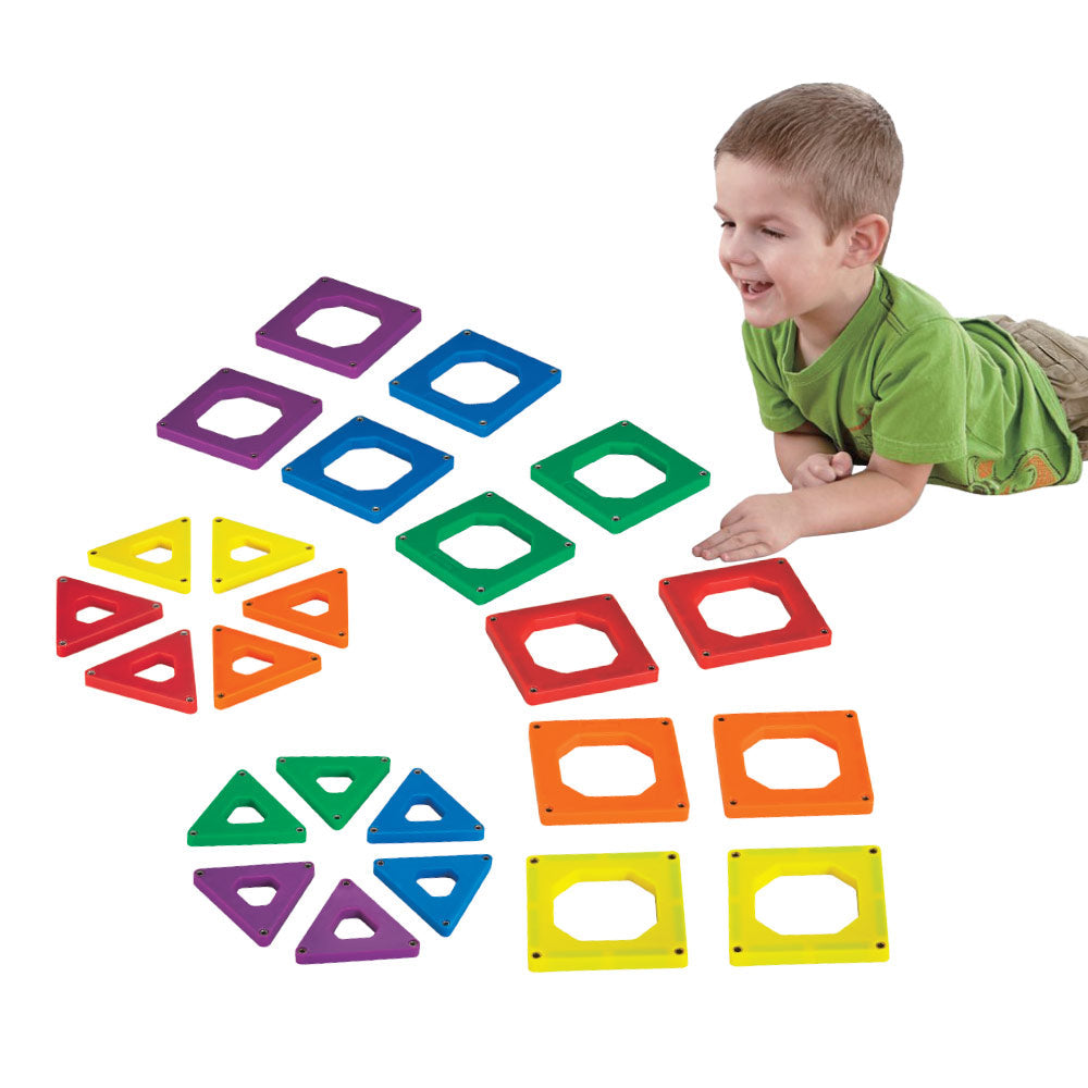 Mad Toys Magnetic Square and Traingle Shaped Tiles 24 Pieces Multicoloured Construction Set