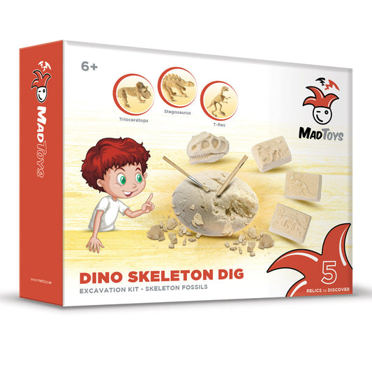 Mad Toys Dinosaur 5 Skeleton Fossils Dig Excavation Science Kit