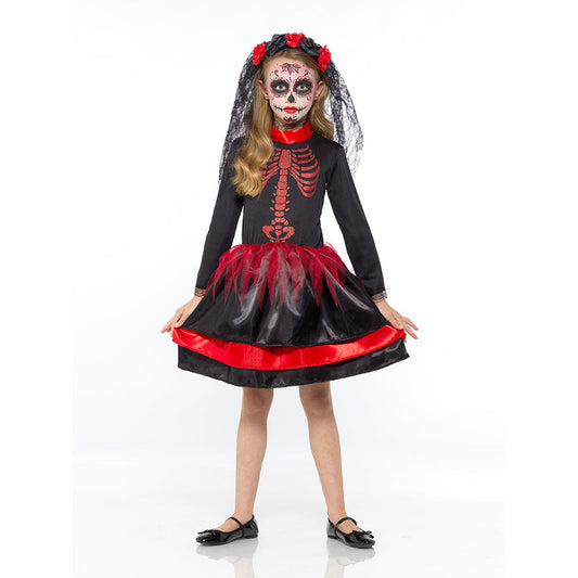 Mad Toys Red Day Of The Dead Senorita Kids Halloween Dress Up Costume